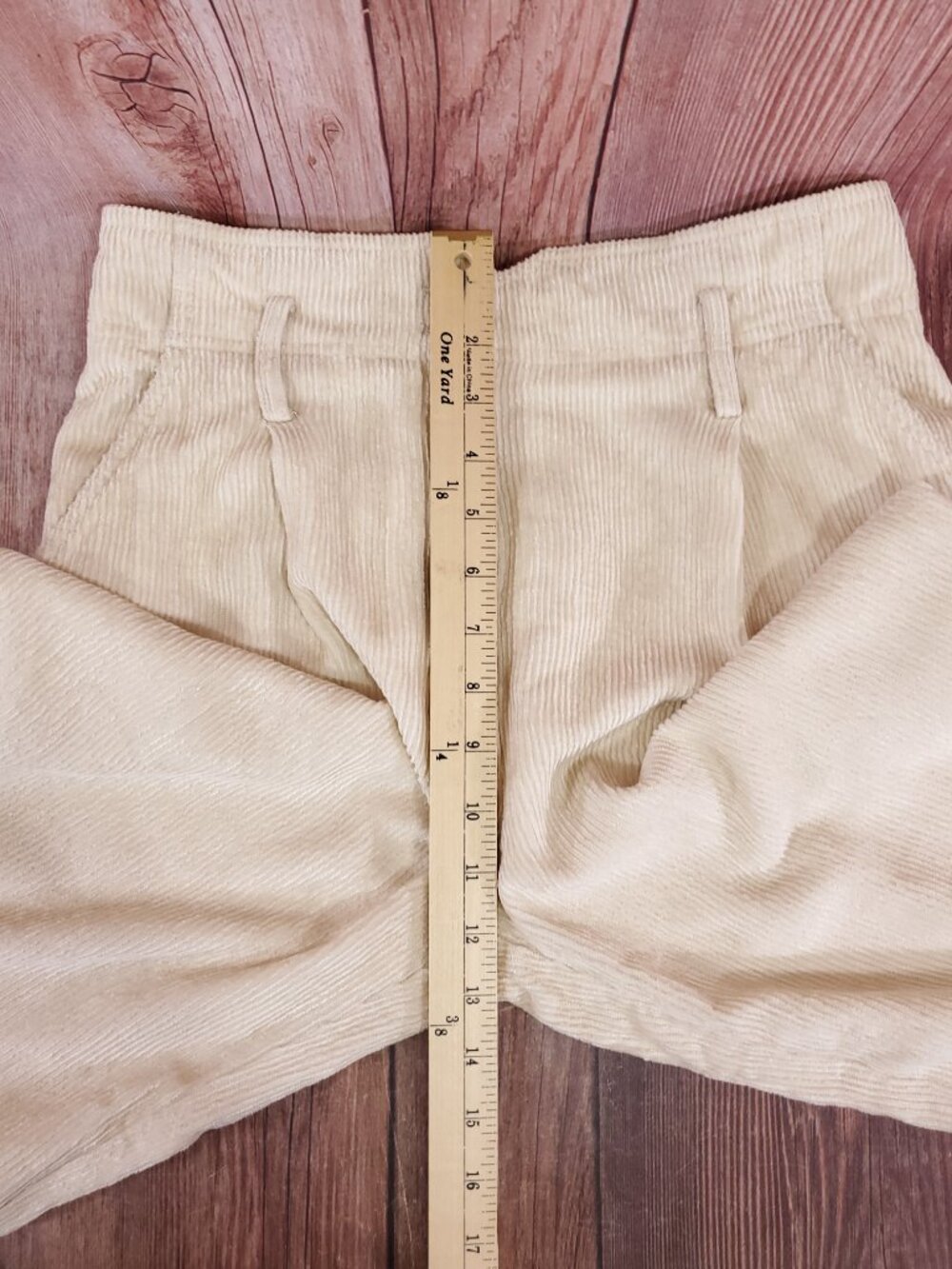 Sezane Womens 36 US 4 Cream Corduroy Wide Leg High Rise Trousers Pants Boho - Picture 15 of 16